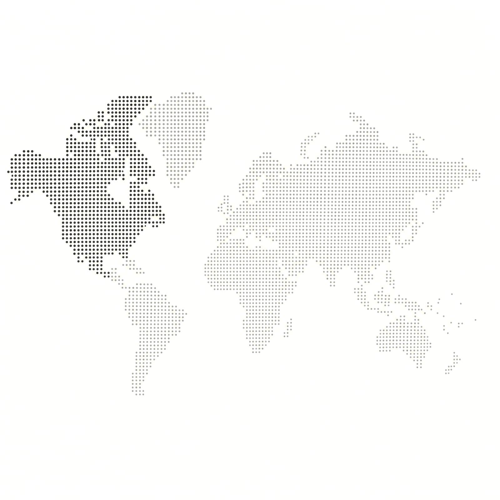 Dotted-halftone world map with North America emphasized in dense dots, showing worldwide marine fuel reach with the stronghold in North America